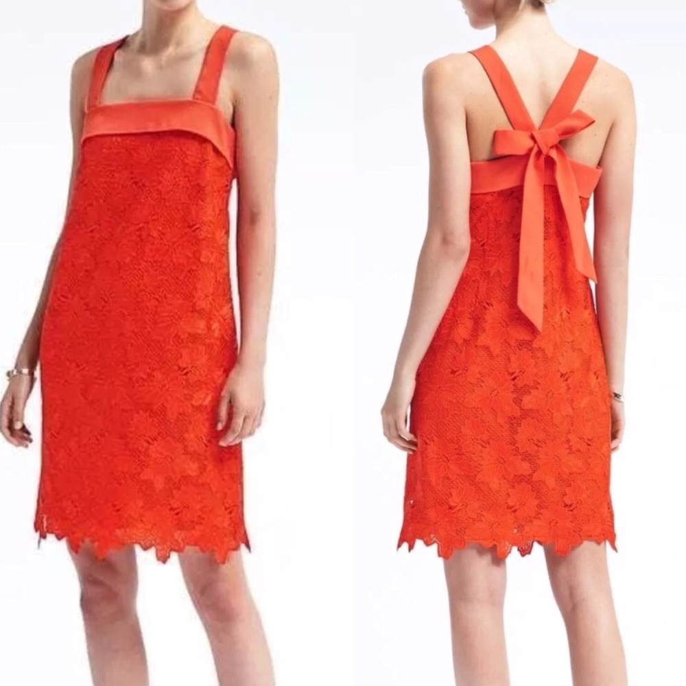 Banana Republic Orange Lace Midi Dress
